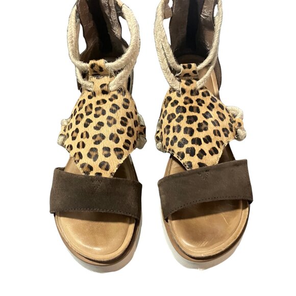 Diba True Leopard Print Wedge Sandals Women’s 9.5 | Brown Suede - Picture 4 of 10